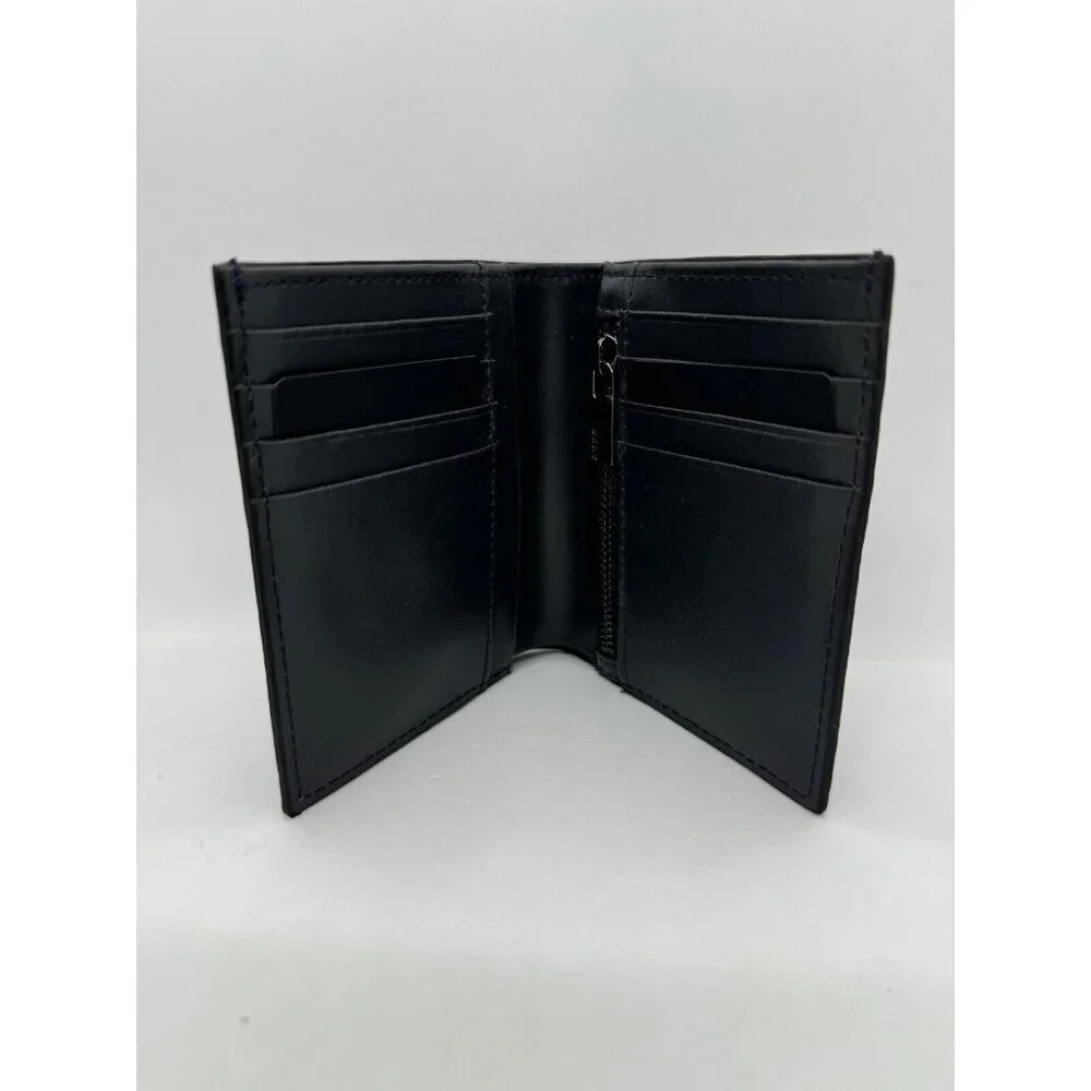 DKNY pebbled faux-leather foldable men's wallet cardcase RFID- Black/Dark navy